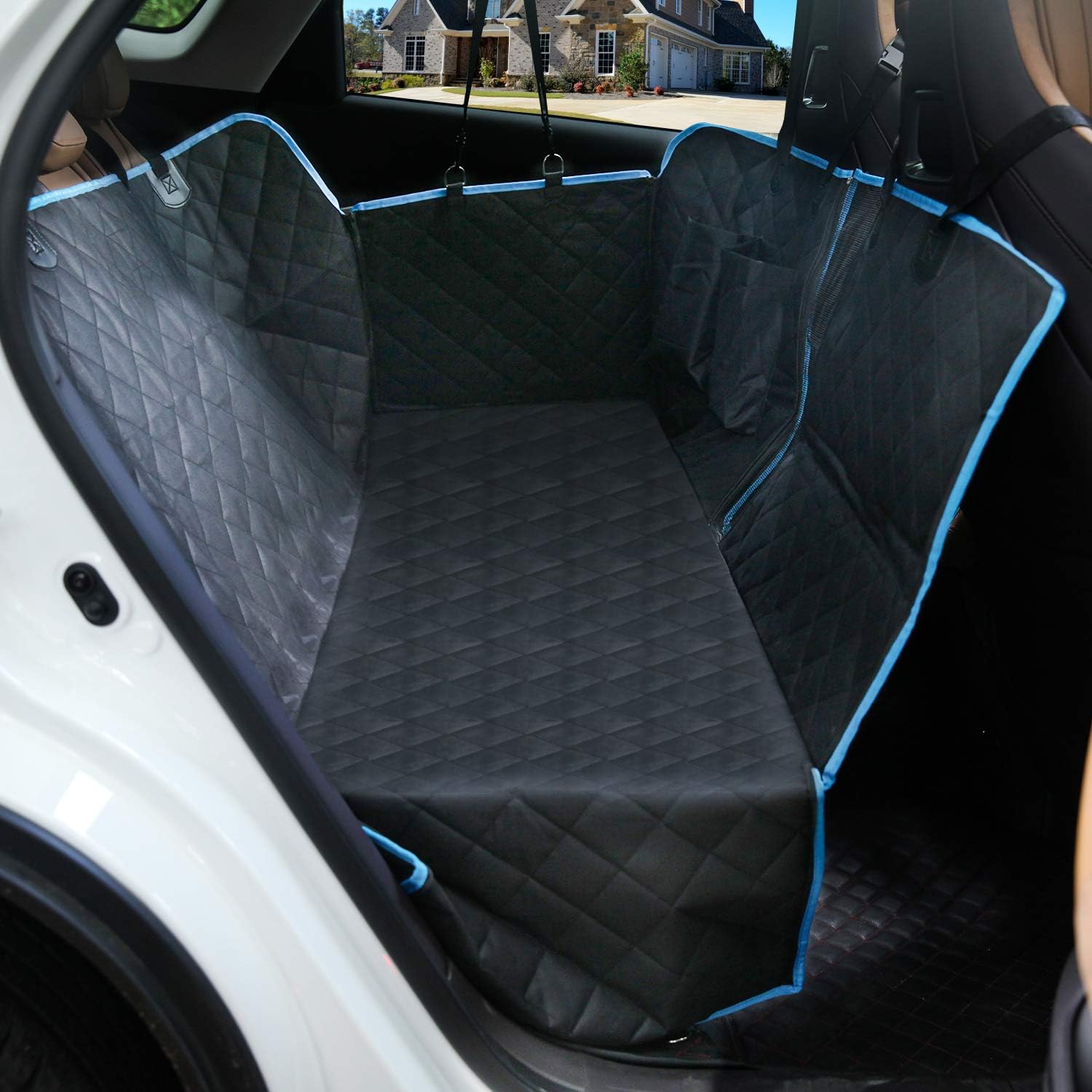 LETTON Dog Car Seat Covers with Mesh Window and Side Flap Durable Scratchproof Waterproof Pet Dog Hammock for Cars/Trucks/SUV Non-Slip…