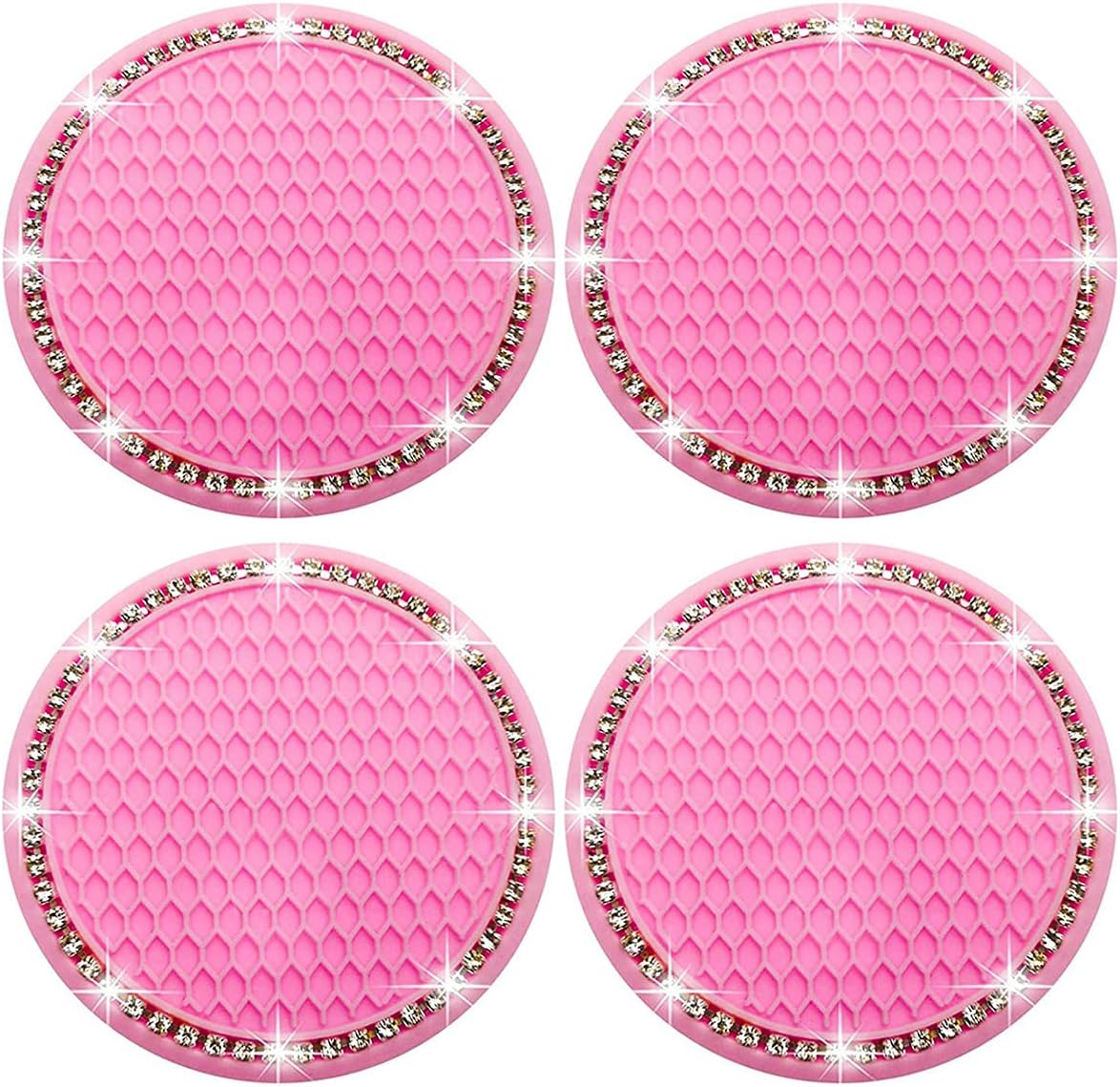 4 Pieces of 2.75 Inch Car Cup Holders ,Rhinestone Anti Slip Insert Coaster ,Coasters Suitable for All Models(Pink): Kitchen & Dining