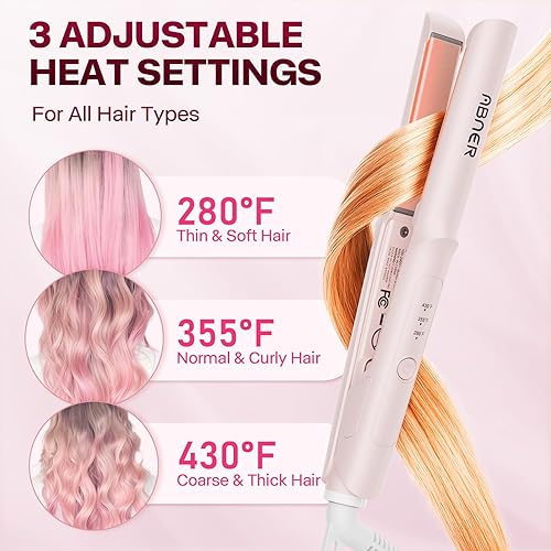 Miniatura 5 de ABNER Mini plancha plana de cerámica de 0.7 pulgadas, planchas planas pequeñas para cabello corto, rizos, flequillo, temperatura ajustable, tamaño