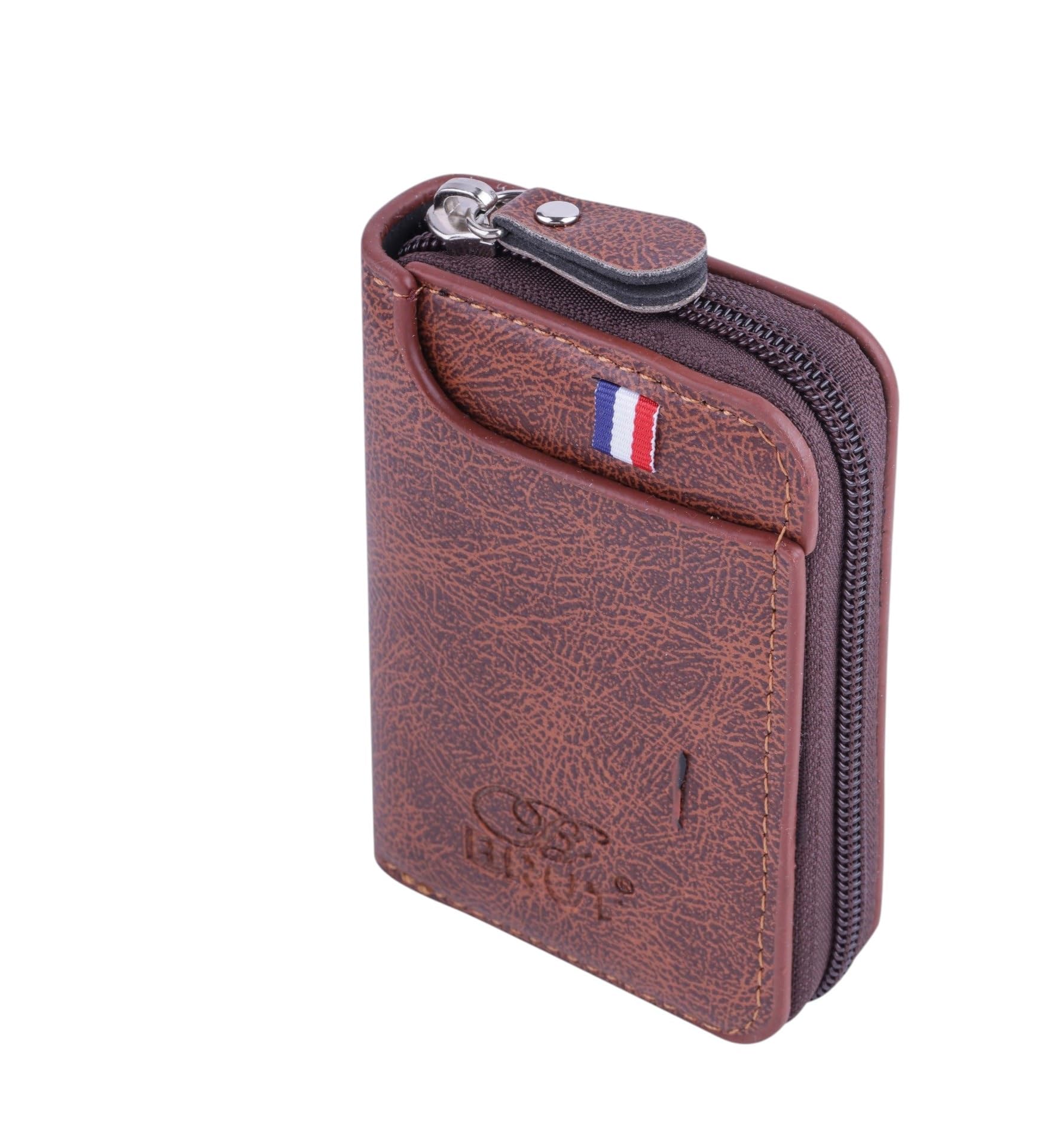 kesariya fashion Unisex Genuine Leather Wallet with Zipper | RFID Blocking Card Holder Zipper Wallet (Brown)-picture-11