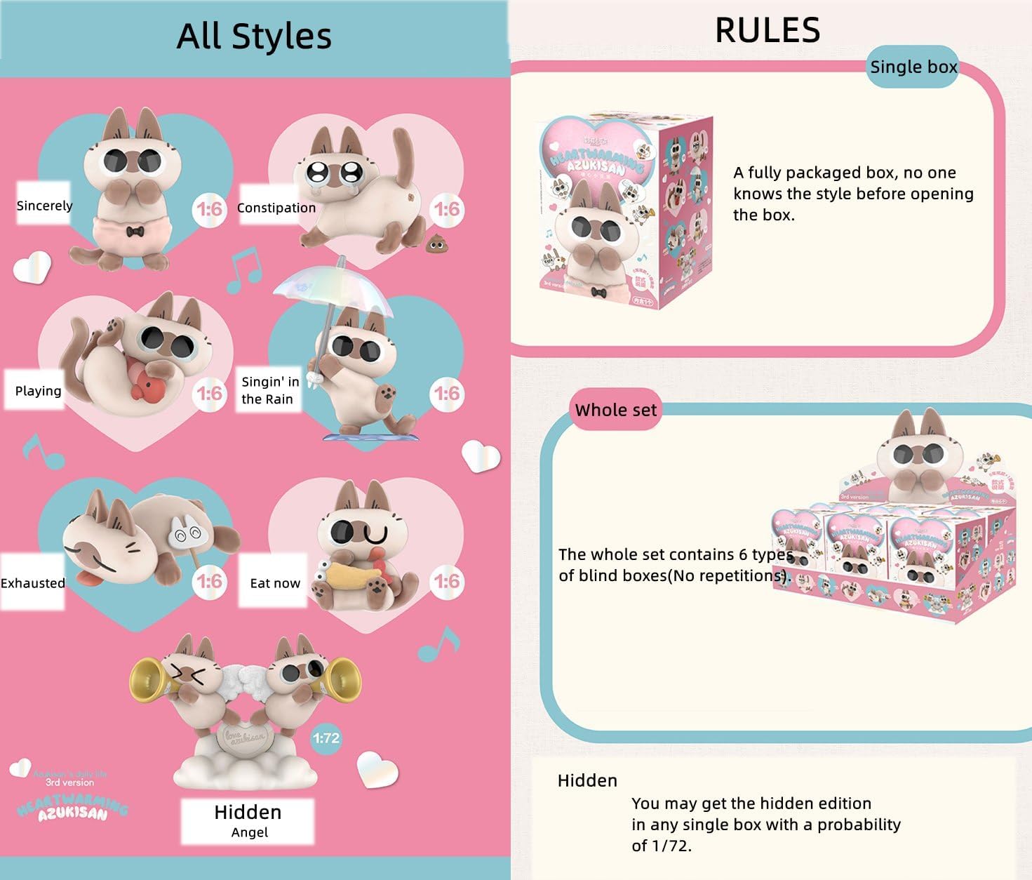 Nobeko Azukican Azukisan Cat Daily Life Series 3 Blind Box Figures, 1 Piece Random Art, Cute Collectibles, Ornament, Birthday Gift