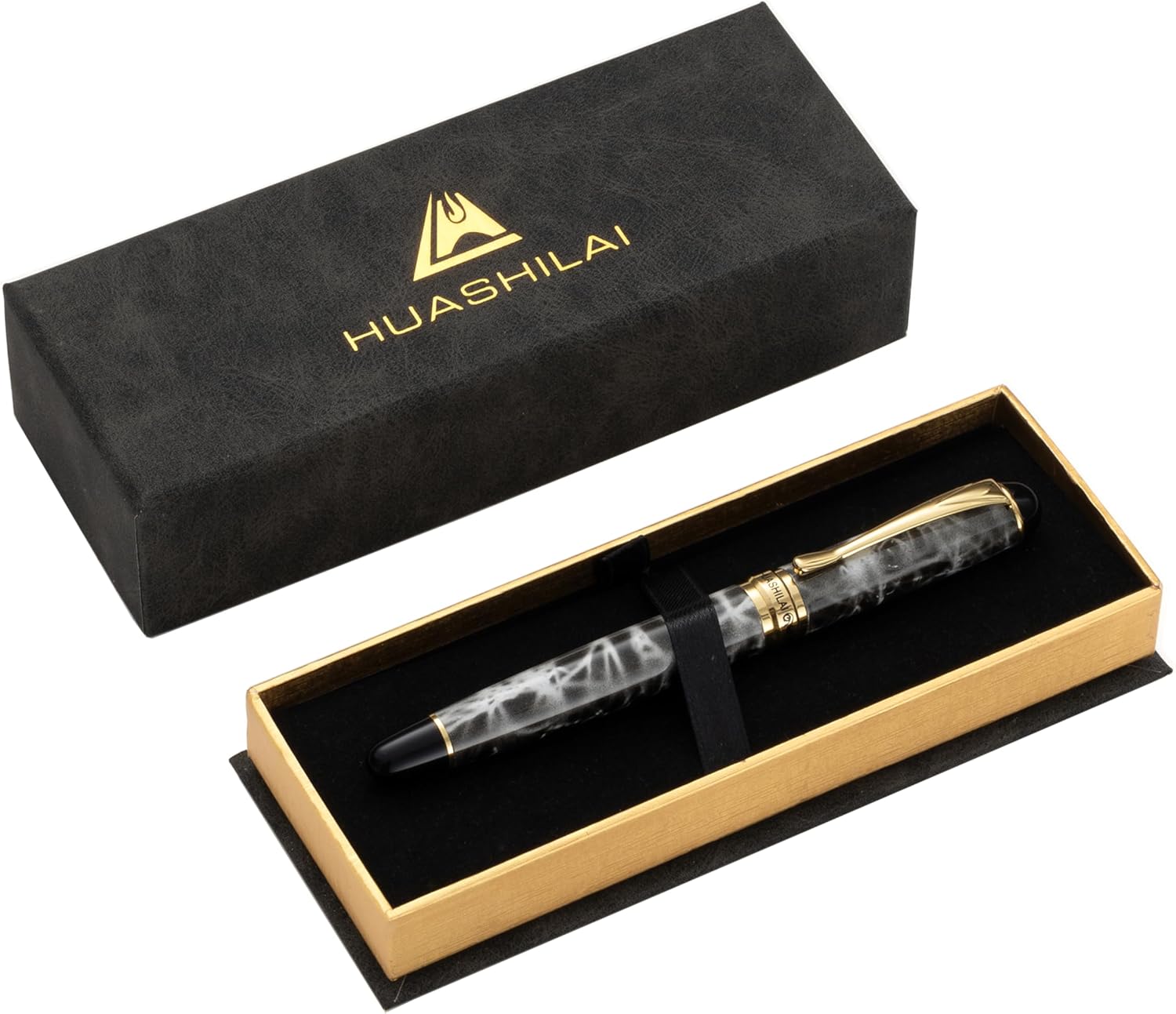 Luxury Metal Rollerball Pen Set – Stainless Steel Barrel, Cool Fine Point Pen with Gift Box & 2 Extra Refills – Premium Business & Signature Pens for Men & Women (Grey)
