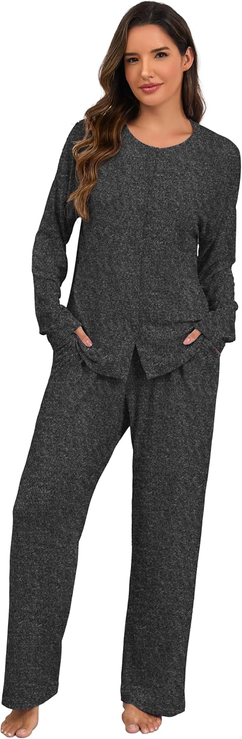 PrinStory Womens Pajama Set Long Sleeve Pajamas Button Down 2 Piece Pjs Sleepwear Soft Lounge Set with Pockets - Image 5