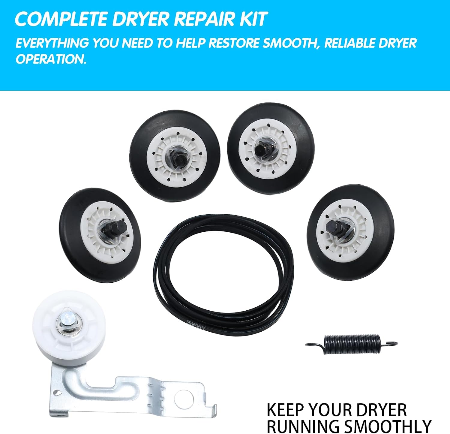 DLE7177WM DLE7177RM DLE4970W DLE4801W DLE2515S DLE1310W DLE2301R DLE2301W DLE2101W DLE2512W DLE2701V DLE2522W DLE2524W DLE2601R Dryer Repair Kit Drum Roller Belt Idler Pulley for LG Kenmore GE