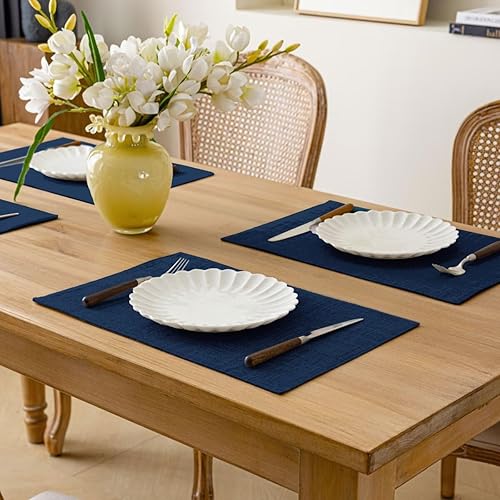 Miniatura 4 de Bilayer - Juego de 6 manteles individuales de lino grueso, resistentes al calor, lavables a máquina, sin arrugas, cuidadosamente seleccionados, de