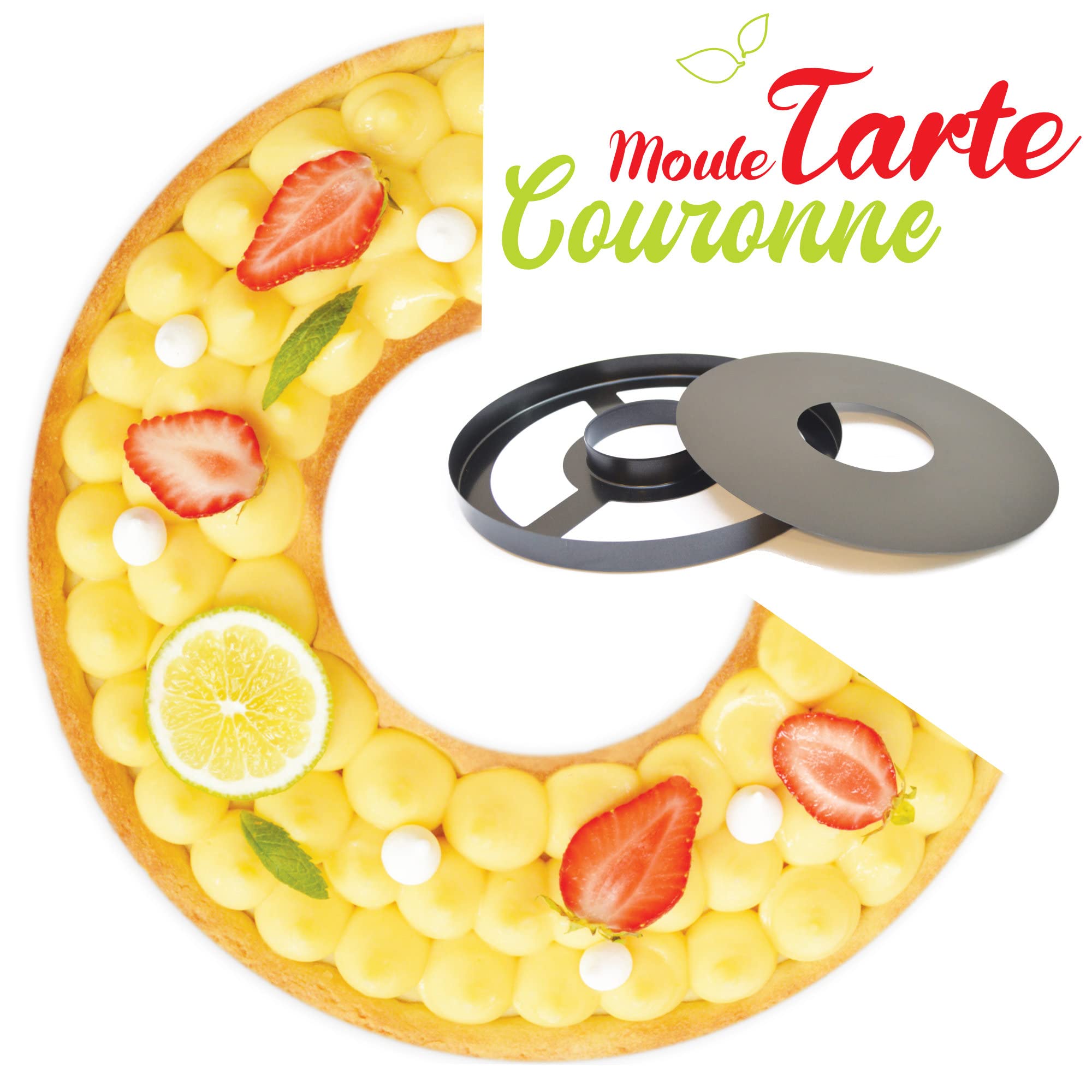 SCRAP COOKING - Moule à Tarte Couronne - Moule Antiadhésif avec Trou et Fond Amovible - Diamètre 30 cm - Cercle Pizza Quiche Galette Accessoire Pâtisserie - 1320, Noir