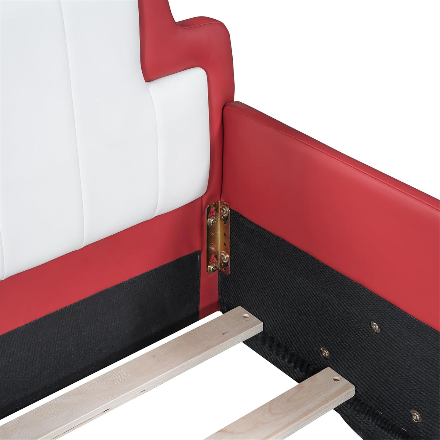 Merax Twin Bed Frames for Boys,Race Car Platform Bed with Wheels,Soft PU Leather Headboard and Footboard,Kids Car Bed Twin Size No Box Spring Needed