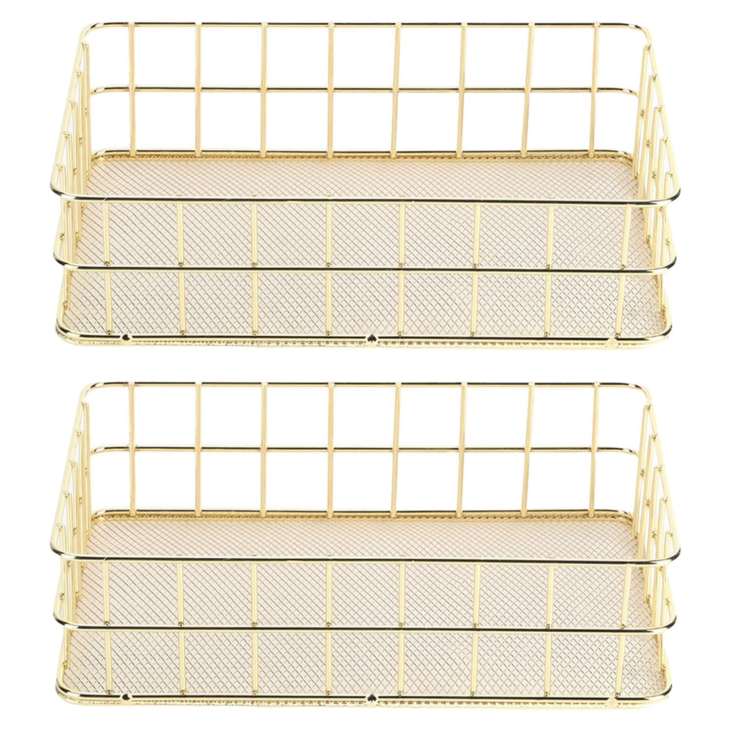 Panier de rangement en métal doré paniers en maille métallique bureau et maison