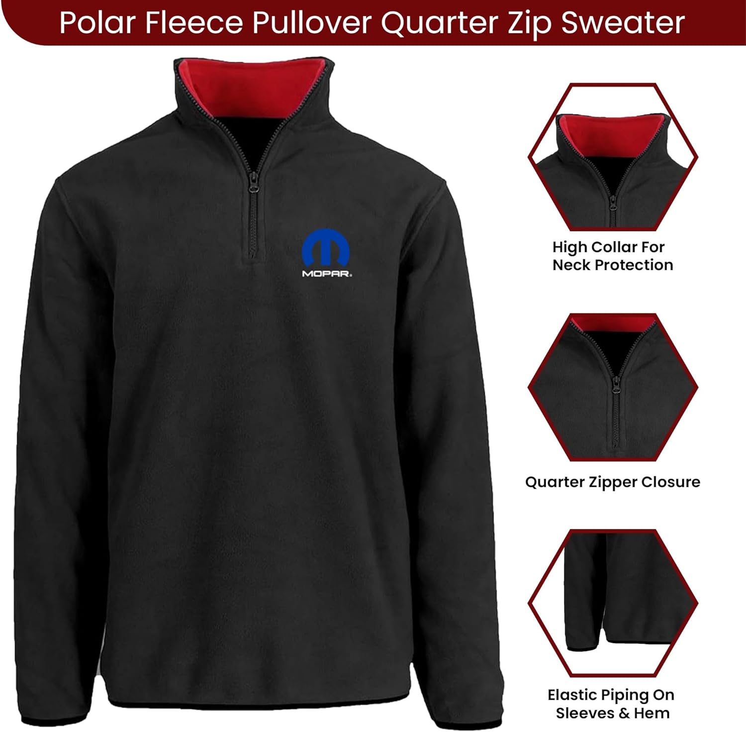 JH DESIGN GROUP Men’s Mopar logo Quarter Zip Fleece Sweatshirt Jacket 2 Colors