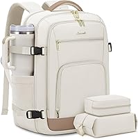 Vista 30 de LOVEVOOK Mochila de viaje para mujer y hombre, Beige, Mochilas de viaje