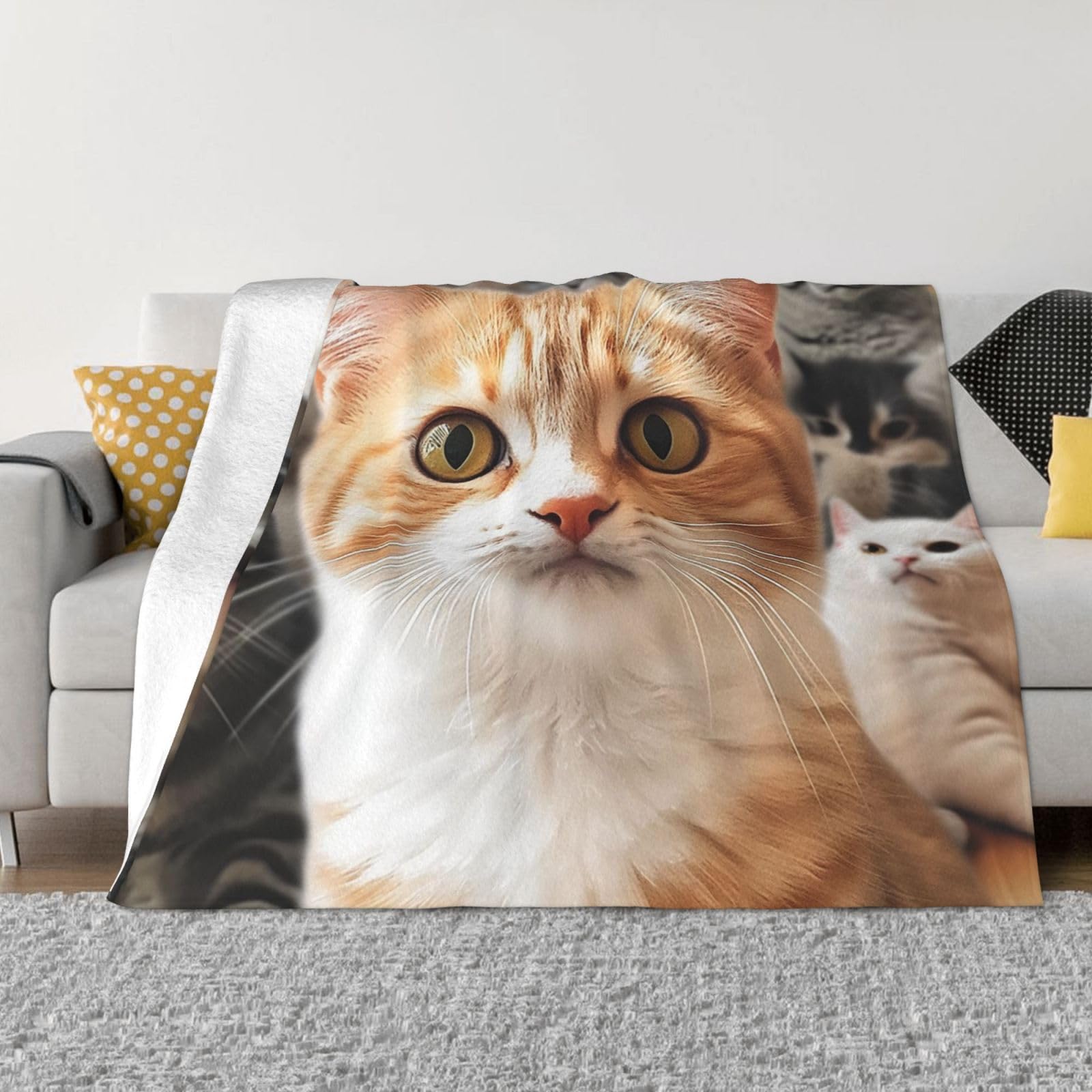 Couverture polaire chat pour lit et canape plaid leger toutes saisons