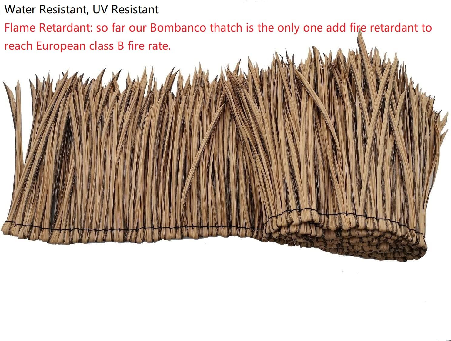 3 Rolls Fire Retardant Synthetic Thatch Roofing, Each Roll 16.50 feet x19.67 inch for Tiki Bar Grass Roof and Patio Sunshade, Palapa Roof, Thatch Duck Boat Blinds Grass, Won't Rot, Long-lasting