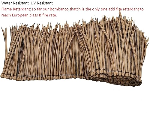 Miniatura 2 de 3 rollos de techo de paja sintética ignífuga, cada rollo de 16.50 pies x 19.67 pulgadas para techo de césped Tiki Mini Bar y parasol de patio,