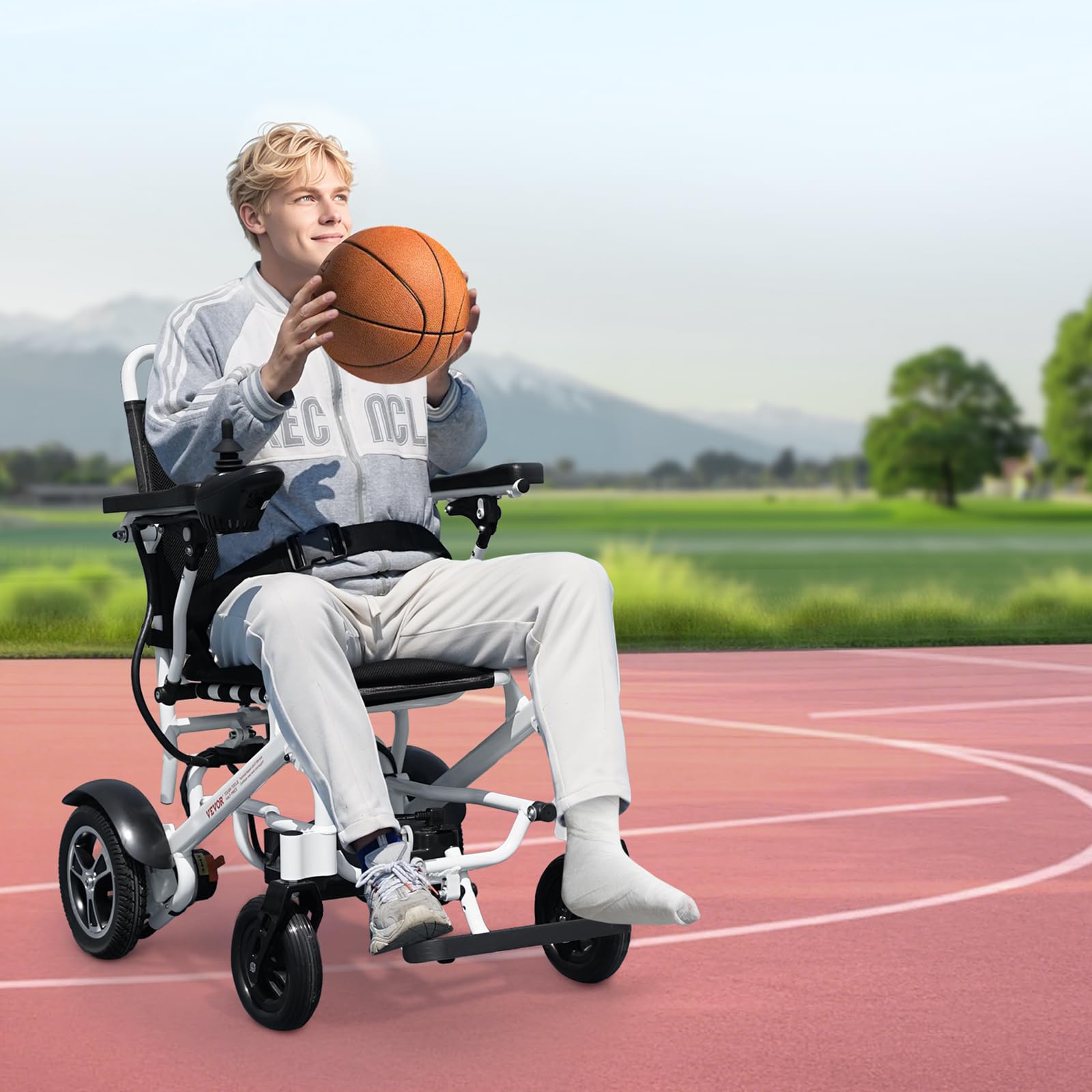 VEVOR Silla de Ruedas Eléctrica para Adultos Capacidad de 136 kg Plegable Ligera Motorizada Autonomía de 21 km Ajuste de 5 Velocidades Todoterreno Portátil para Personas Mayores, Discapacitadas