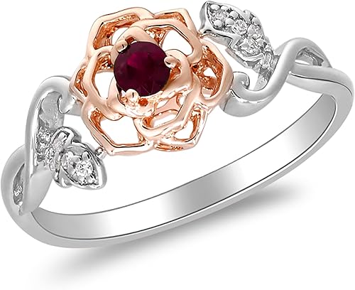 Miniatura 2 de Gin & Grace Anillo de plata de ley 925 y diamante blanco natural de rubí genuino para mujer. El anillo está diseñado por el anillo Smithsonian de