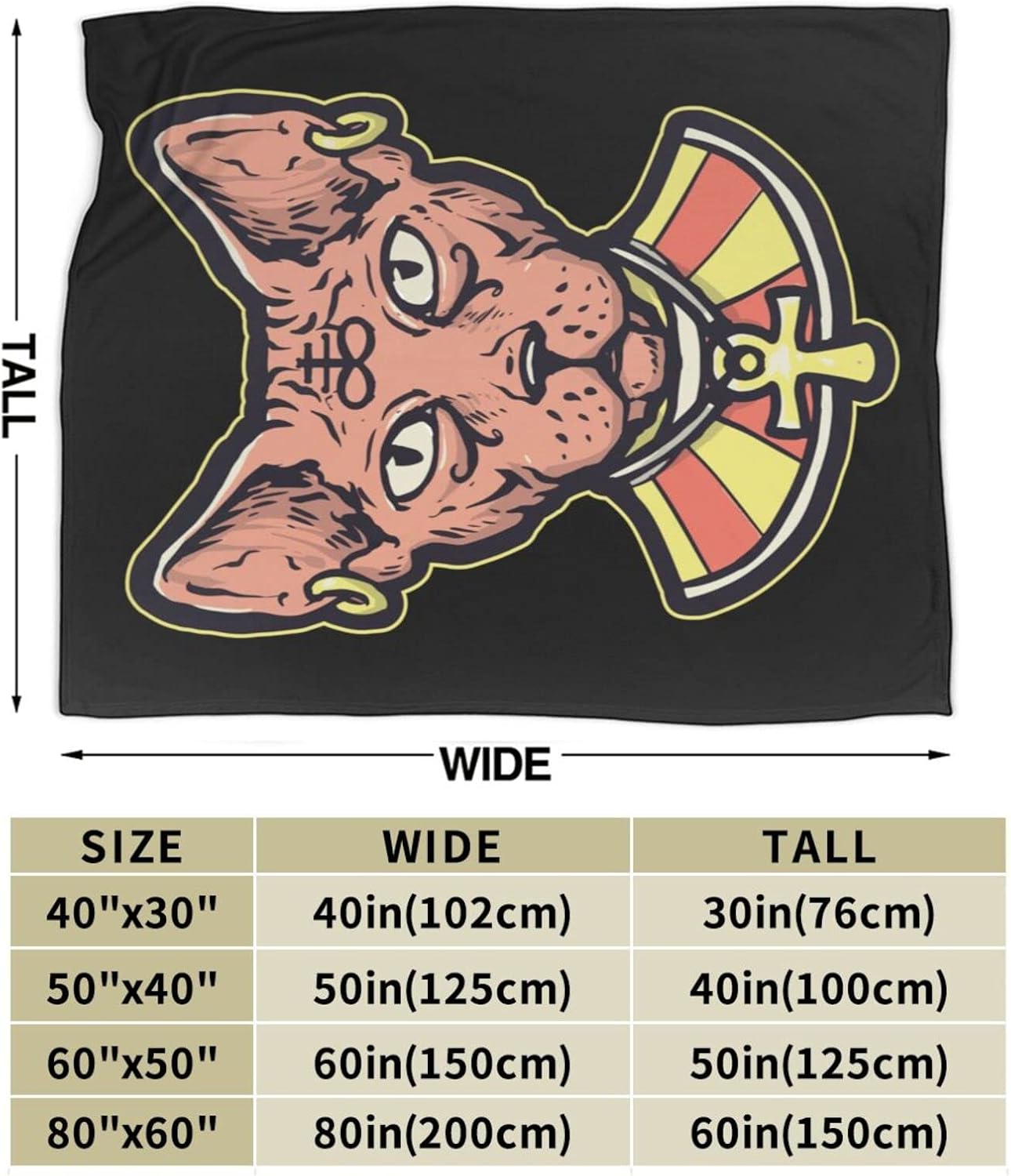 Hairless Cat Throw Blanket 60"x50" Super Soft Flannel Blanket Fuzzy Cozy Blanket