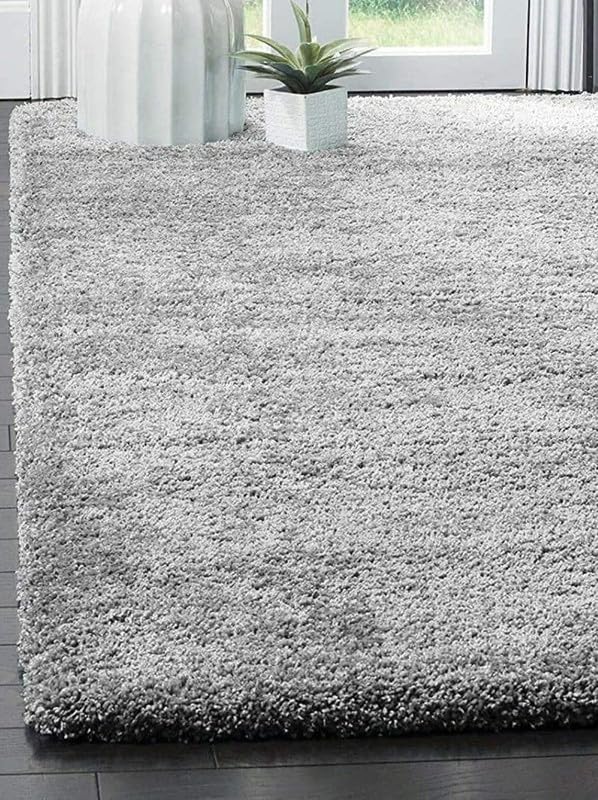 Image of Polyester Fluffy Fur Rugs & Modern Shaggy Floor Carpets for Living Room,Sofa Area,Hall,Kids Room,Guest Room | Elegent Bedside Runners for Besdroom(5X8 Feet Silver)