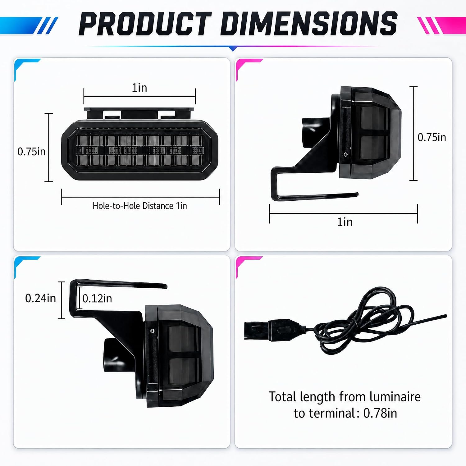 4PCS RGB Front Grille Lights for Trucks, App-Controlled Clip-On Car LED Grill Lights with Wiring Harness and Fuse Tap, Universal Buckle Grille Light Kit for Most Trucks, Pickups and SUVs