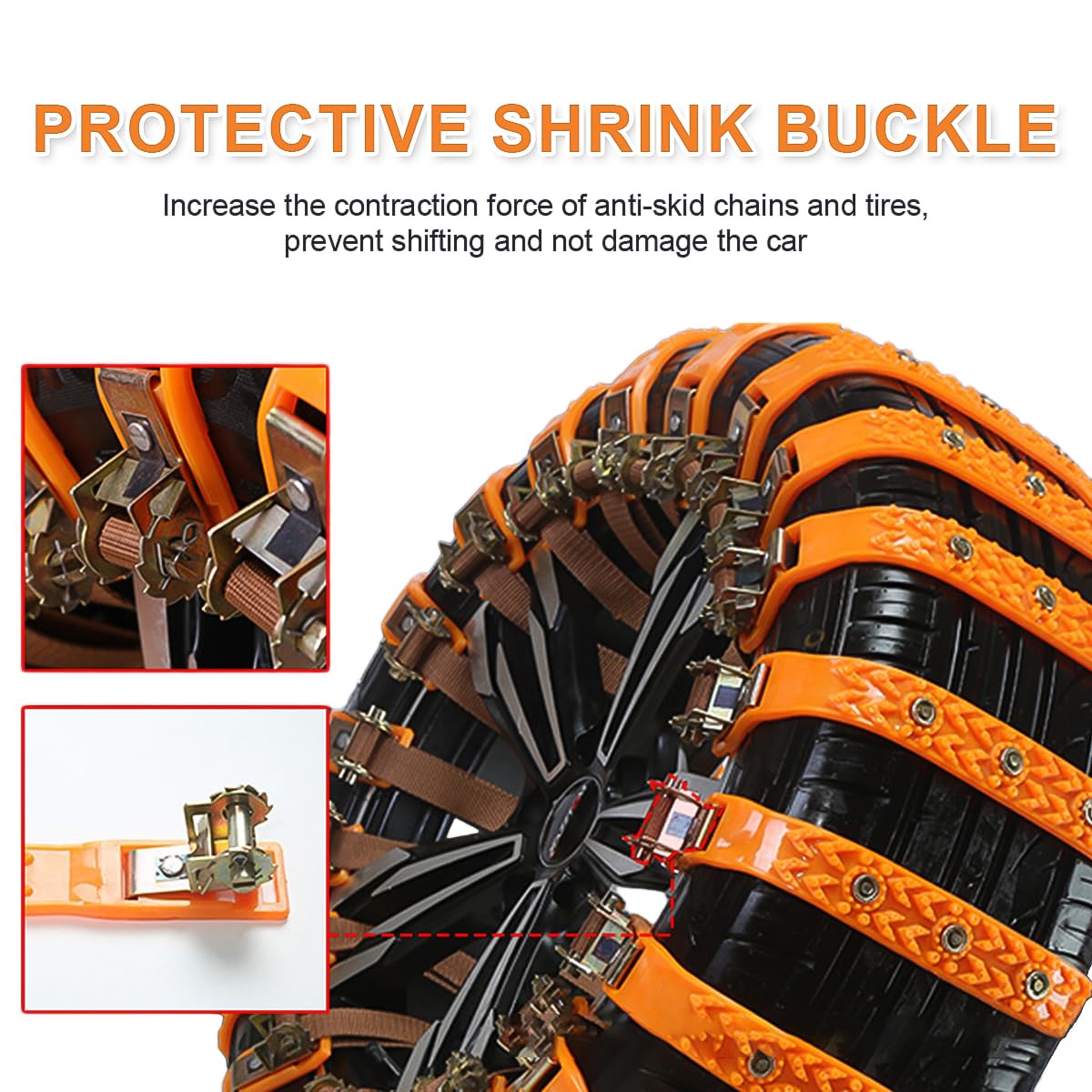 Copap Sneeuwkettingen voor auto, 8 stuks, 165-255 mm, universele winterbandkettingen, antislip ketting met handschoenen