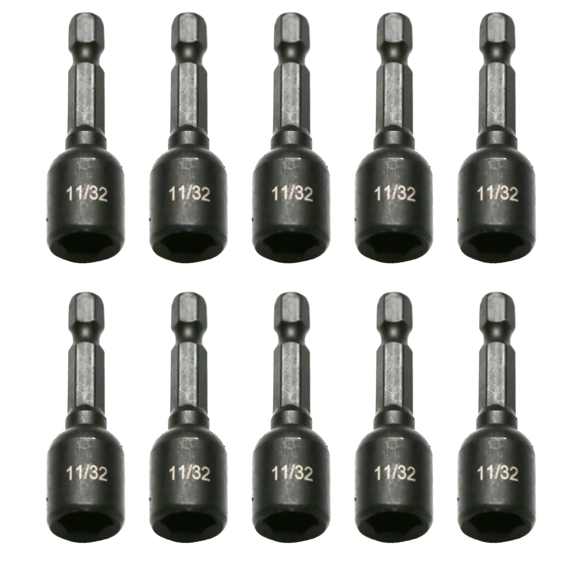 TMAX 10p 11/32" Impact Magnetic Nutsetter Hex Nut Driver 1/4" Shank, Cr-V