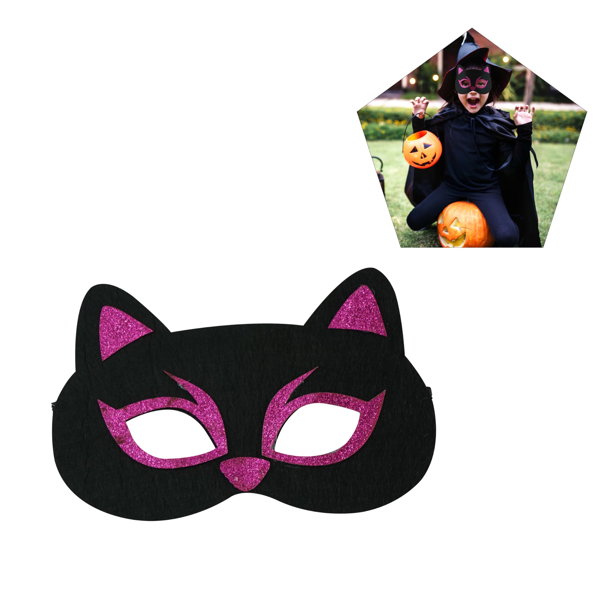 SRV Hub Halloween Girls Eye Black Cat Mask- 12 x 19 cm | Cat Decorative Felt Mask for Adult| Halloween Kitty Mask Theme Party Costumes Girls