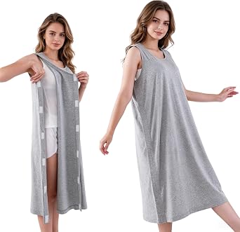 WEEOATAR Unisex Post Shoulder Surgery Shirts Rehab Shirt,Recovery Tear Away T-shirt,Full Open Shirt Dialysis Chemo Clothing
