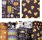 David accessories Halloween Pumpkin Printed Faux Leather Sheets Fabric Non-Woven Back 9 Pcs 8" x 13" (20cm x 34cm) for Making Bags Crafting DIY Sewing Festival Decor (Halloween Pattern A)