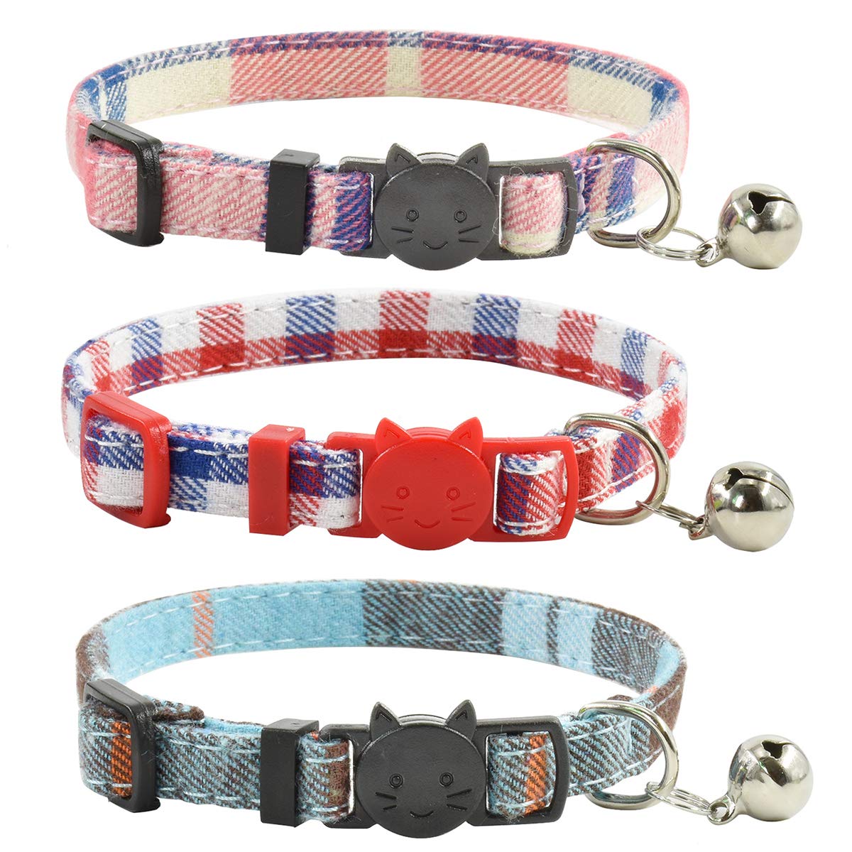 MUZIEBA Breakaway Katzenhalsband Mit Glöckchen - Verstellbar, Sicher, Samtweich, Für Katzen Und Kleine Welpen (lila & Gelb)