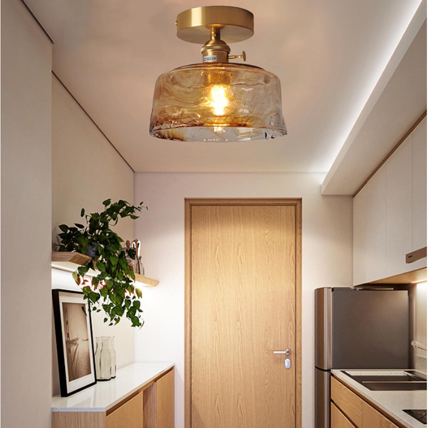 Lampa sufitowa do przedpokoju, balkonu, małej lampy na werandzie, vintage, okrągła, szklana lampa sufitowa do montażu podtynkowego, mini lampy sufitowe, E26 kuchnia, łazienka, wejś