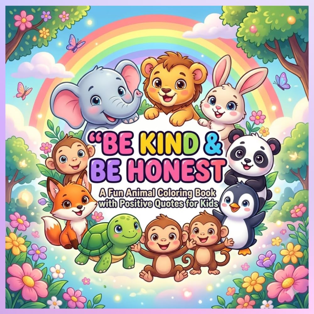Be Kind & Be Honest: Cute Animal Coloring Book for Kids: A Fun and Educational Coloring Book with Positive Quotes, Kindness Lessons, and Adorable Animals for Boys and Girls