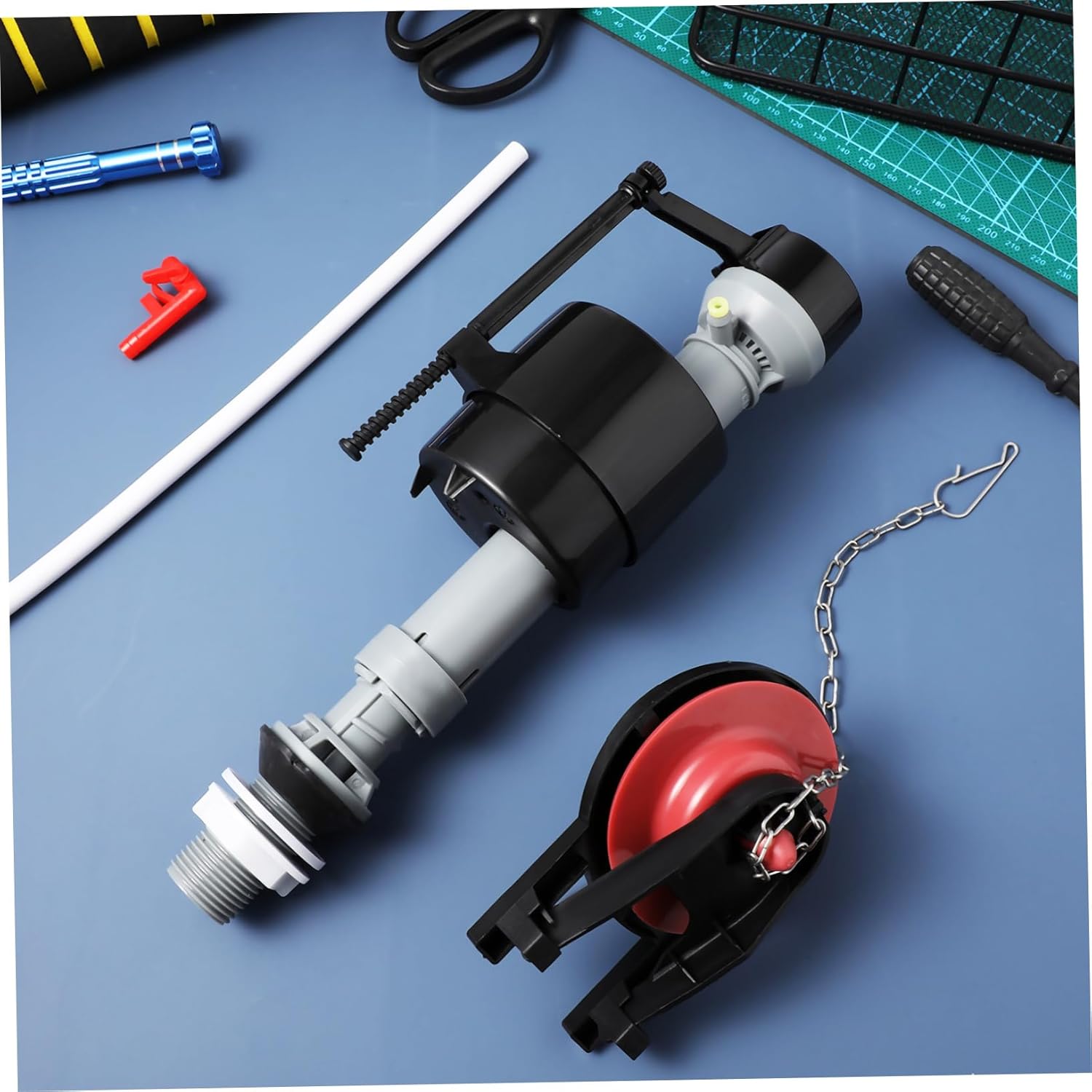 2Sets Toilet Tank Repair Kit Fill Valve and Durable Flapper Replacement Parts for Easy Installation and Water Control Toilets