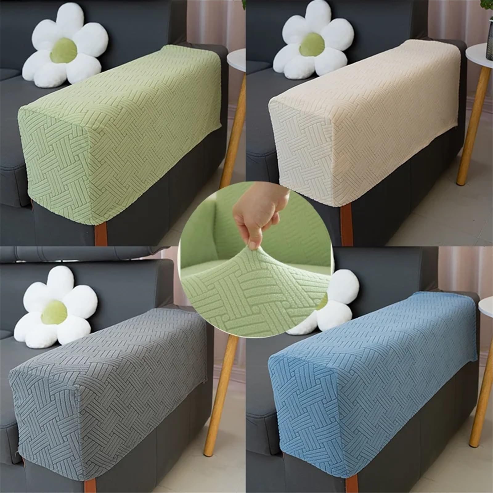 Lot de 2 housses de fauteuil antidérapantes en jacquard doux pour meubles de salon (rouge)