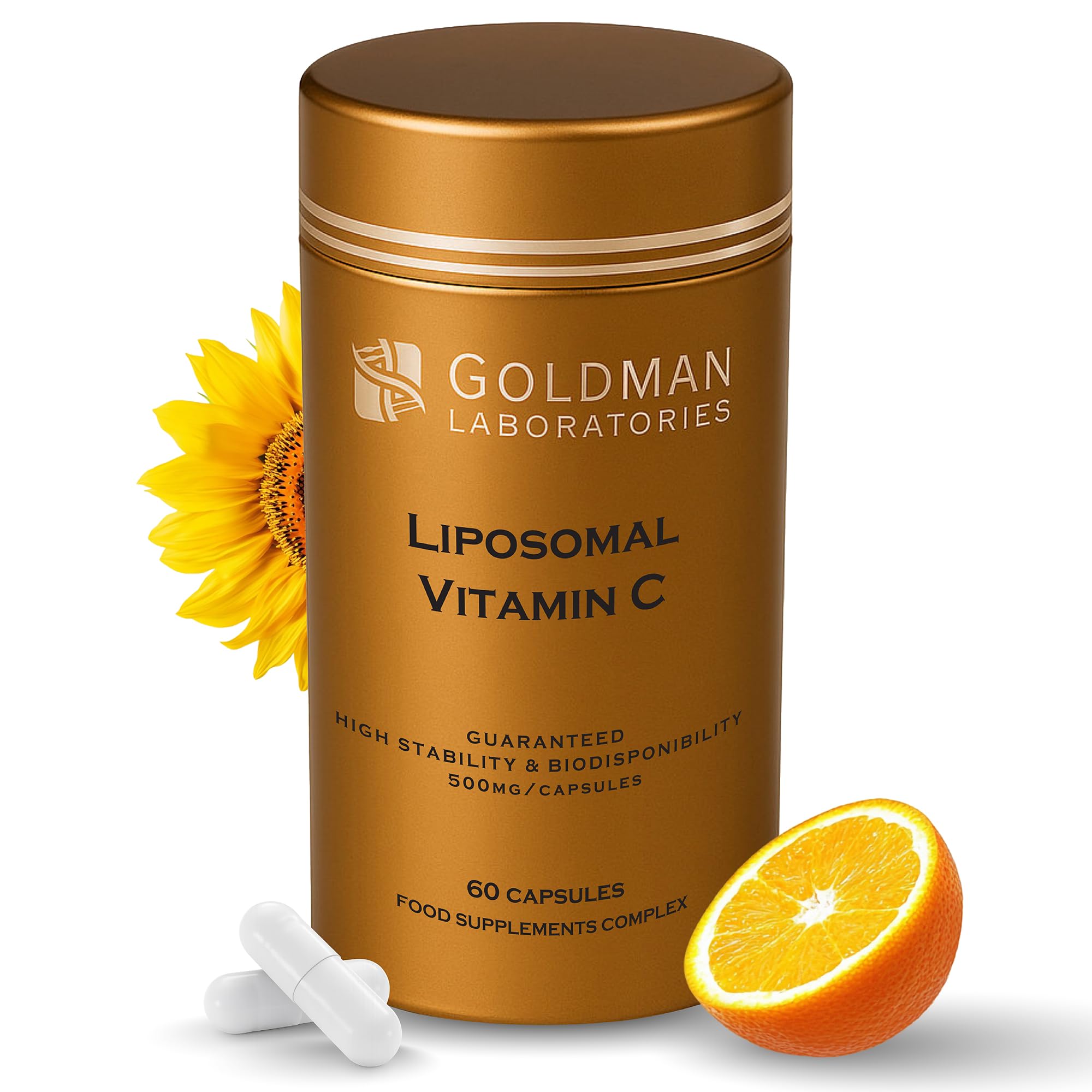 VITAMINE C LIPOSOMALE 500mg - Dose puissante Vitamine C I Encapsulée pour une biodisponibilité maximale I 100% non-OGM et végétalienne I Complément alimentaire - 60 Capsules Vegan