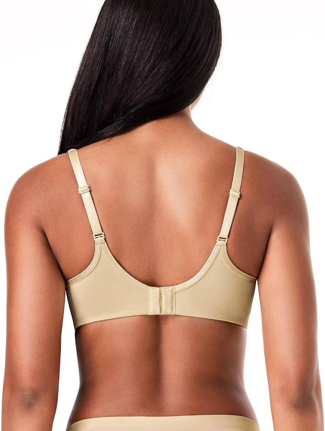 Deyllo Women's Underwire Bra Full Coverage Padded Cup T Shirt Bras Back Smoothing(Nude,34D) - Image 2