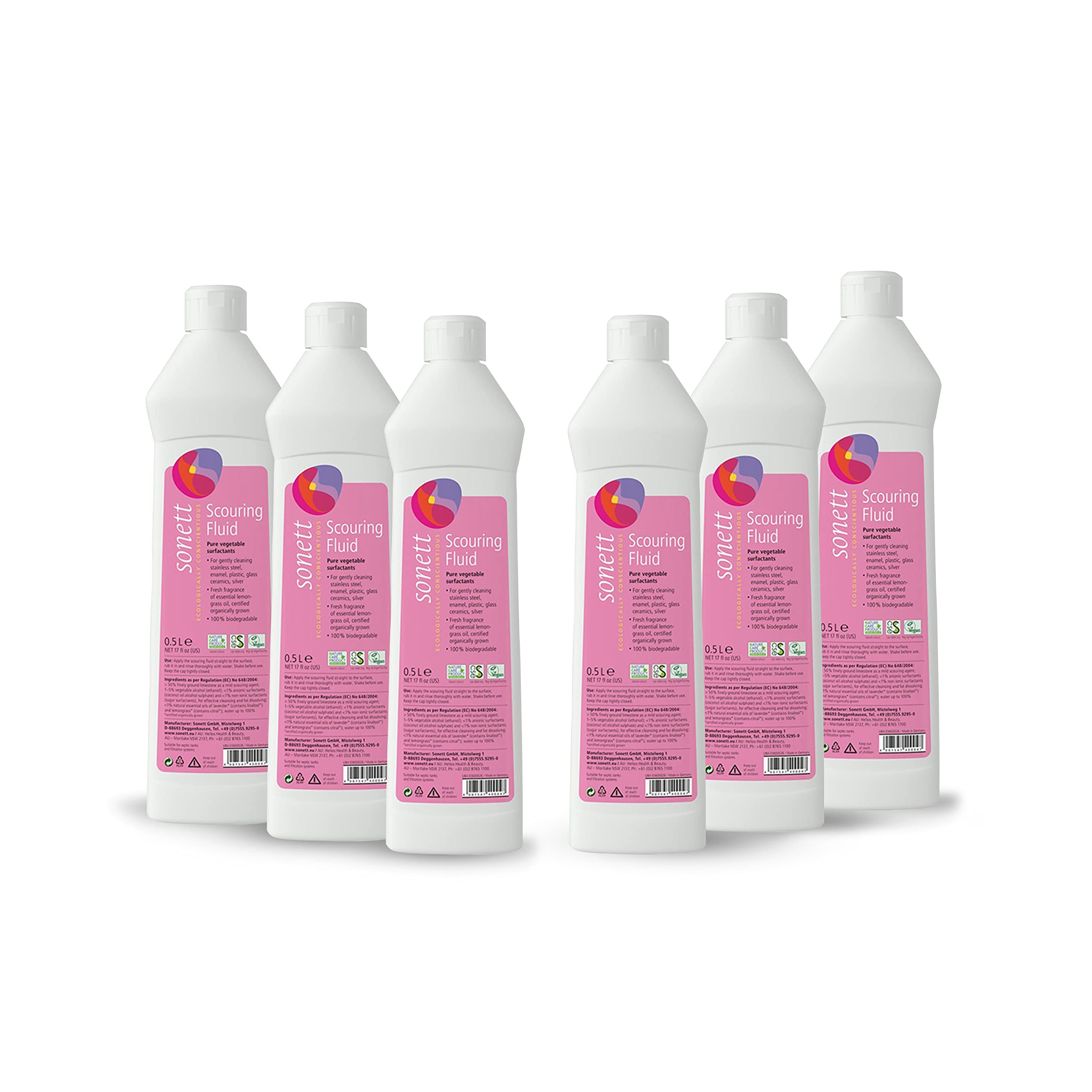 Sonett Organic Biodegradable Scouring Liquid 17 fl.oz Certified Organically Grown (Pack of 6)