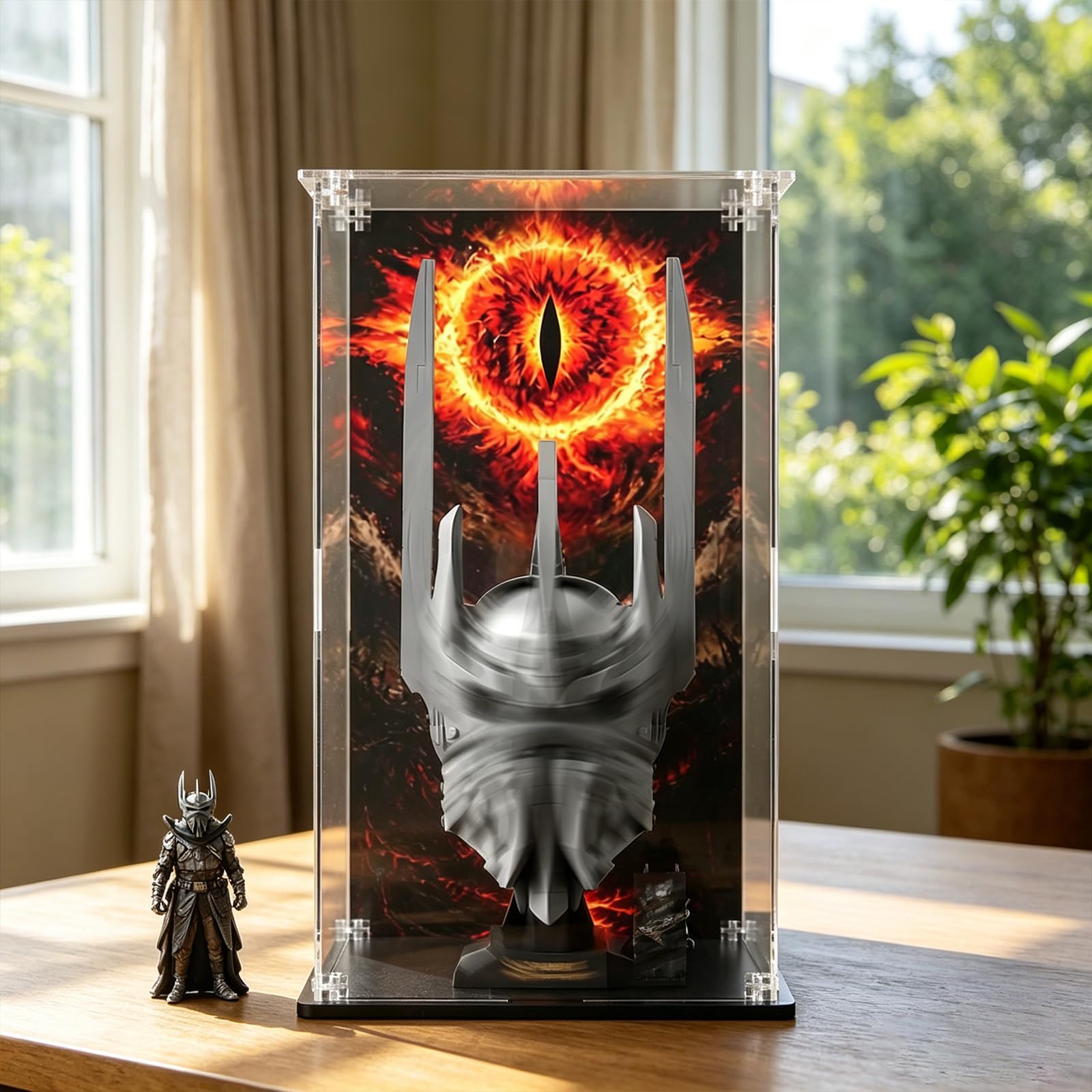 Witryna akrylowa do Lego 11373 Casque de Sauron , pyłoszczelna, 18 x 18 x 35 cm, przezroczysty wyświetlacz odporny na zarysowania, odporny na żółknięcie (tylko witryna) (Fond)