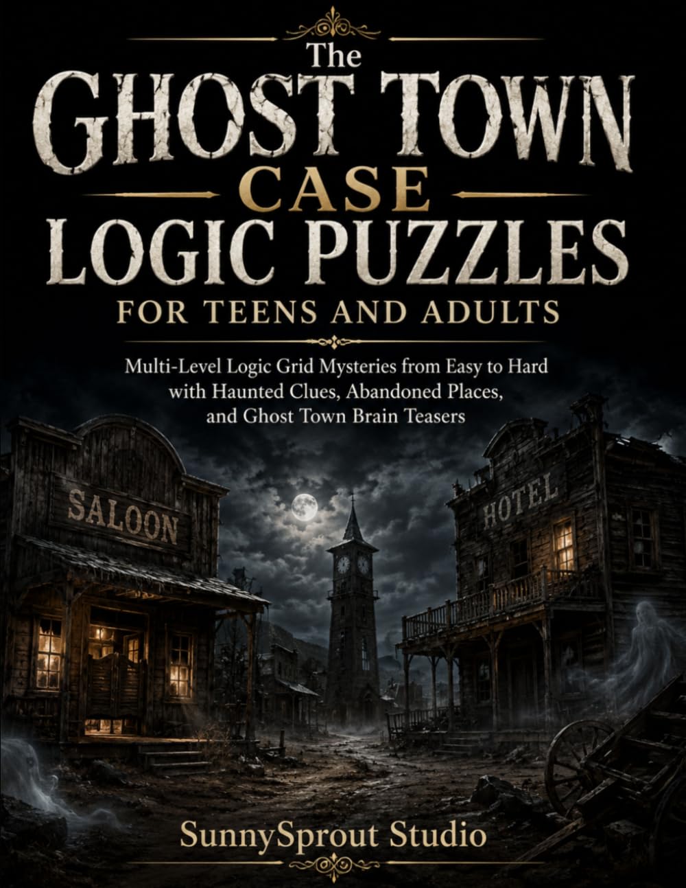 The Ghost Town Case Logic Puzzles for Teens and Adults: Multi-Level Logic Grid Mysteries from Easy to Hard with Haunted Clues, Abandoned Places, and ... (Halloween Detective Logic Puzzles Series)
