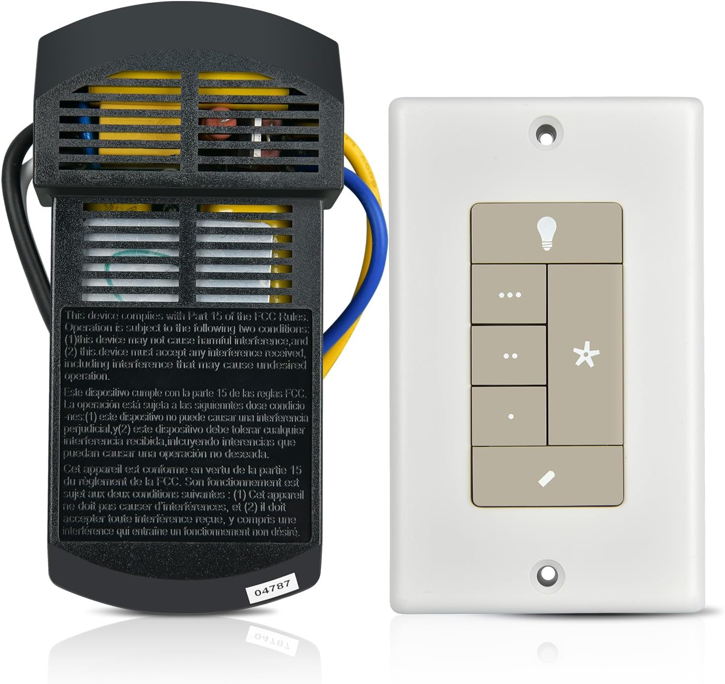 Wall Mount Ceiling Fan Remote Control with Receiver Kit, Only for Hunter 99111 349 896 Ceiling Fan, 3 Speed Control ＆ Lightiing Dimmer