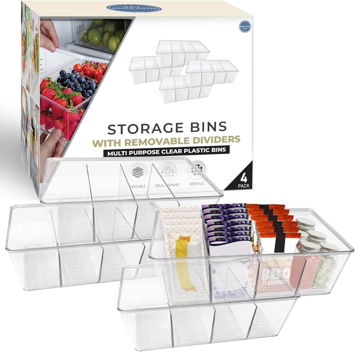 Pantry Organization and Storage Plastic Storage Bins