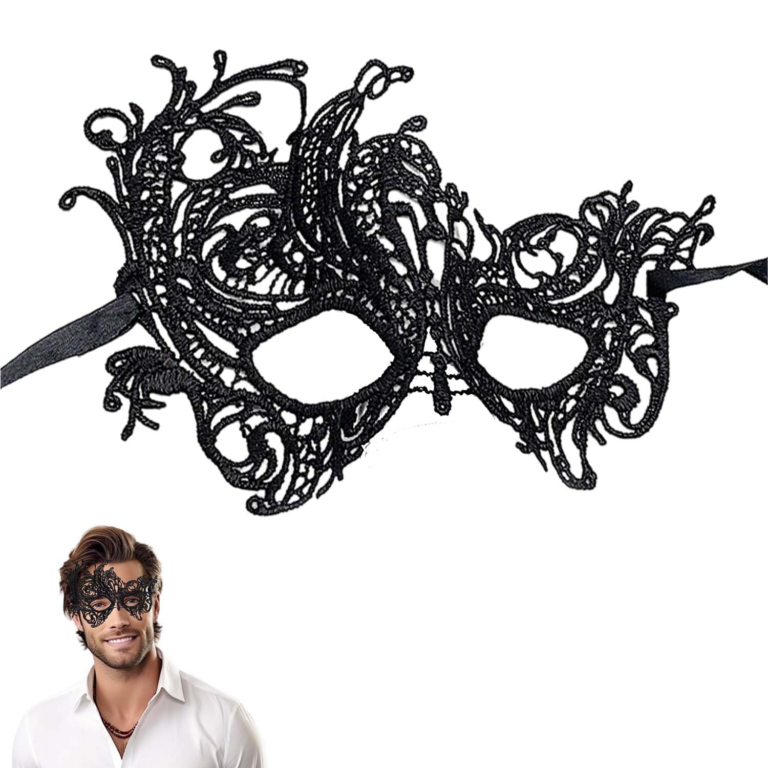 SHIFANQI Masquerade Mask for Women, Half Face Masquerade Venetian Ball Masks, Ladies Elegant Lace Eye Mask for Party, Prom, Carnival,Halloween, Mardi Gras, Cosplay Costume, Black