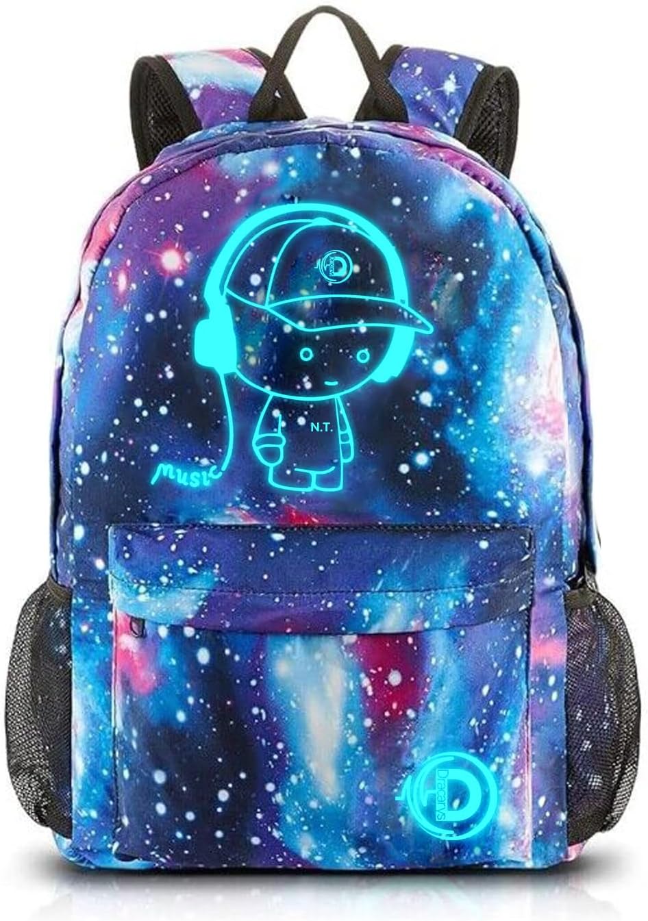 School Backpack School Bags for Girls Boys, Galaxy Luminous Backpack Unisex with USB Charging Port Lightweight Laptop Bookbag