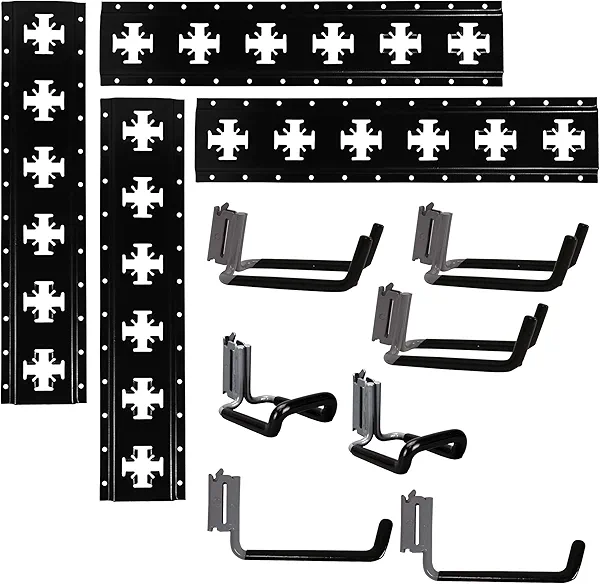 CargoSmart X-Track Garage Essentials Kit, 10 Piece Set – Includes 24” X-Track Rails, X-Track Singles, Light Duty Bolt-On D-Rings and Rope Rings – Organize and Store Cargo, Load Capacity of 2,000lbs