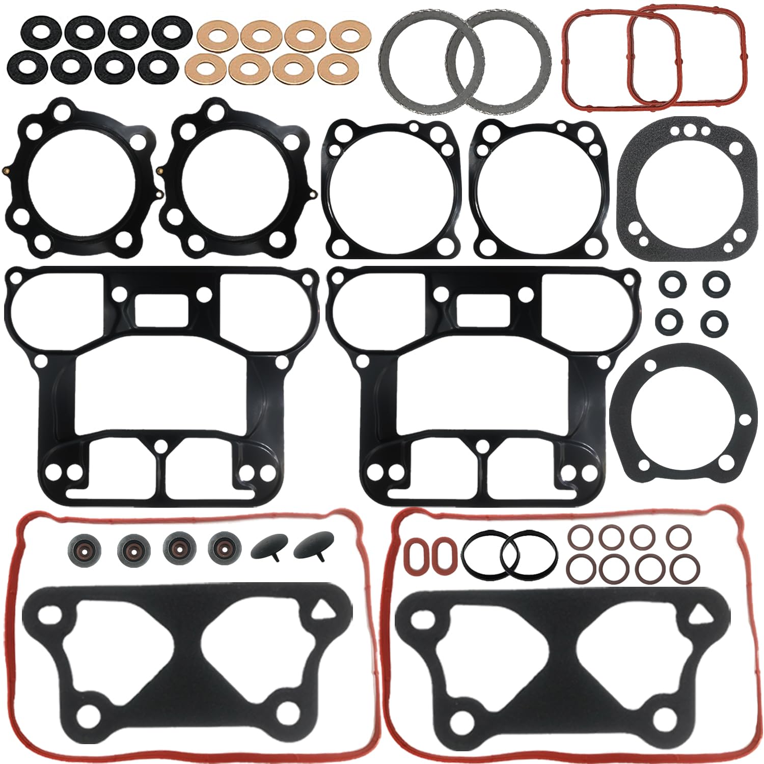 Motorcycle Engine Top End Gasket Kit for 2007-2018 Sportster 1200 Custom XL1200C Forty Eight Seventy Two XL1200V Engine Complete Gasket Kit (54pcs)
