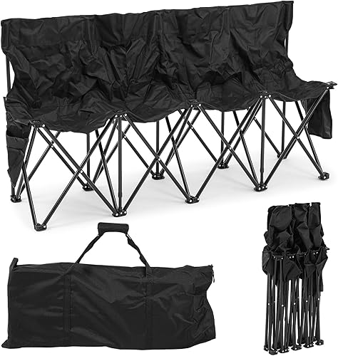 Miniatura 12 de Kigley Banco de fútbol plegable de 6 asientos, portátil, para equipo deportivo, para campamento de fútbol, viajes, eventos, asientos al aire libre
