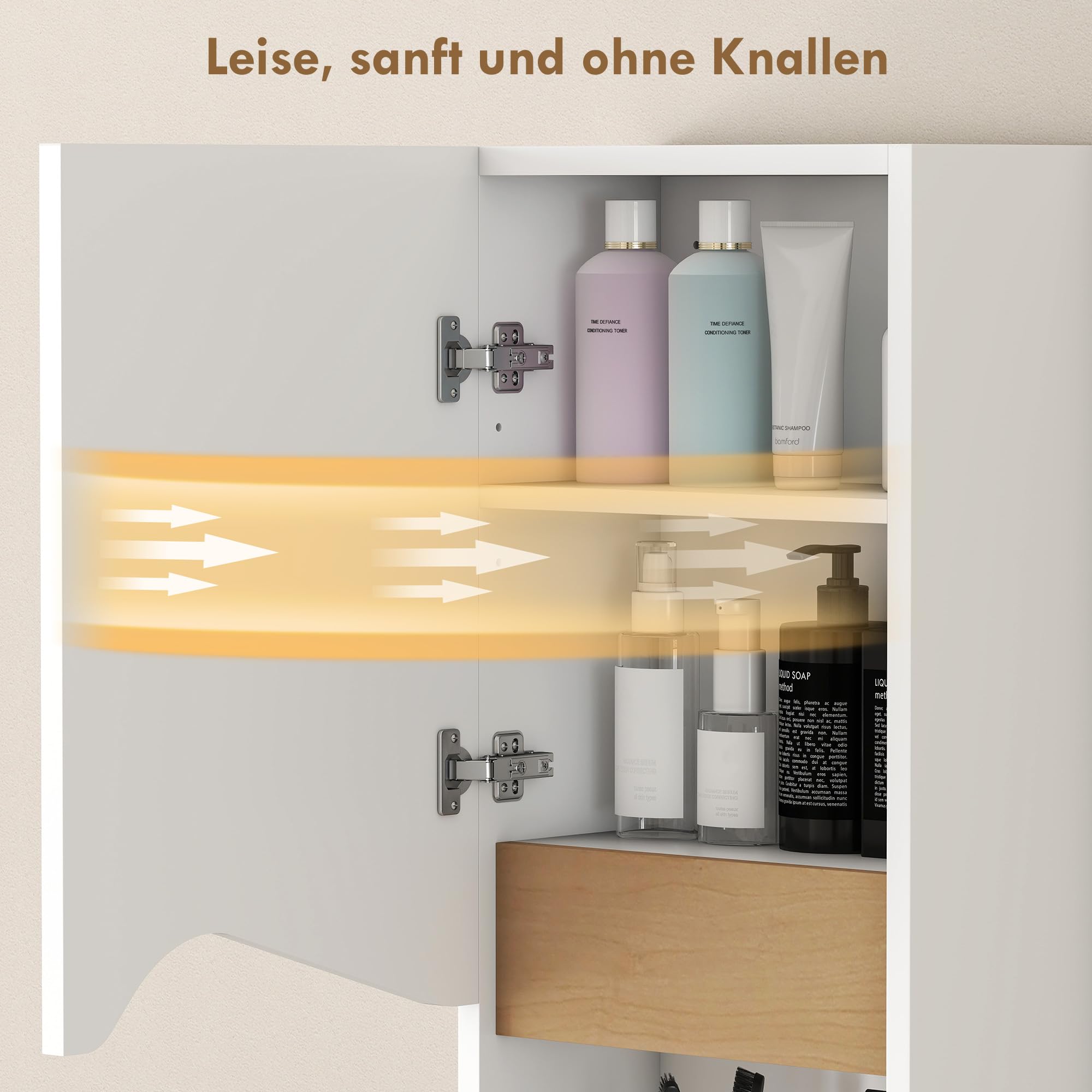 HOMCOM Badezimmerschrank Wandschrank Hängeschrank Badschrank mit Soft-Close-Tür, verstellbaren Ablagen und offenem Fach für Wohnzimmer Schlafzimmer 30 x 17 x 67 cm Weiß