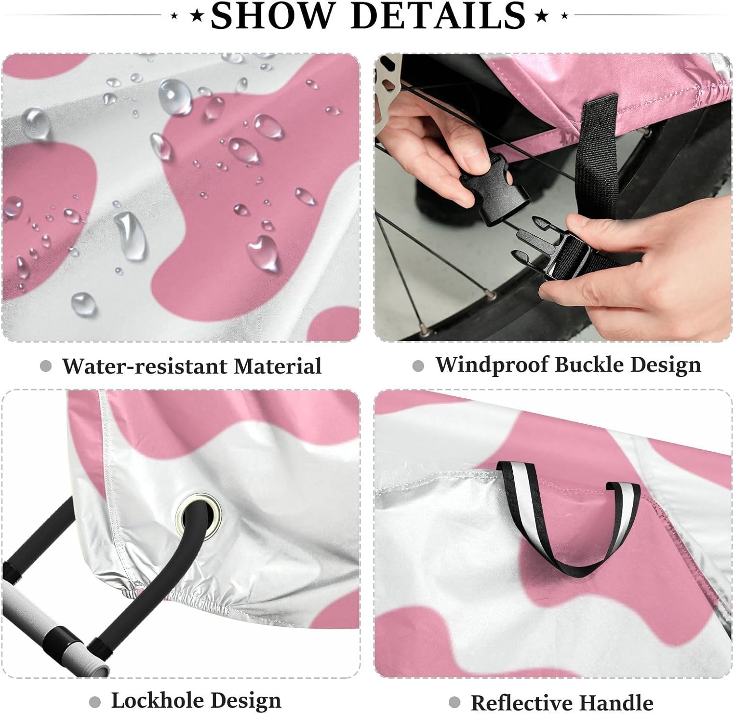 Peach Cow Pattern Bike Covers Waterproof Outdoor Motorcycle Cover Bikes Storage