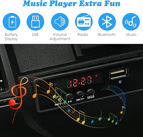 Miniatura 22 de OLAKIDS Camión de paseo para niños, vehículo eléctrico de 12 V con control remoto, automóvil para niños pequeños a batería con música, bocina, 3