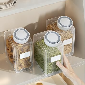 Kitchen Cereal Containers Storage, Clear Plastic Storage Container, Food Dispenser for Kitchen Pantry, Pack of 1