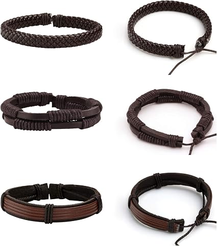 Bracelet en Cuir Tressé Homme - Noir Véritable Cuir - Charmes Acier