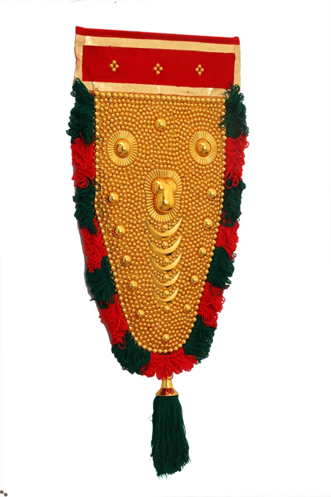 100 CM Nettipattam (Caparison), 100% Hand Crafted Polymer Golden Finish Wall Hanging Netipattom by Trained and Experienced Artisans from Kerala.